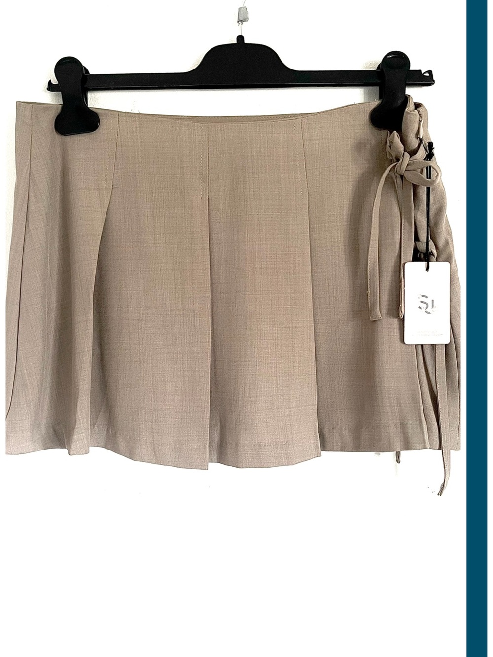 Sincerely Jules Side Tie Pleated Mini Skirt Skort L NWT Academia Workwear